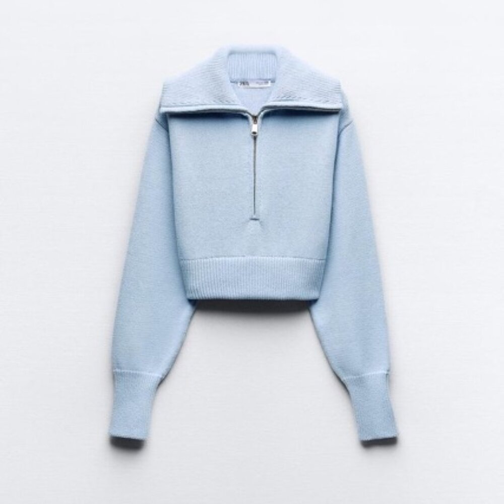 Zara Crop knit sweater, light blue